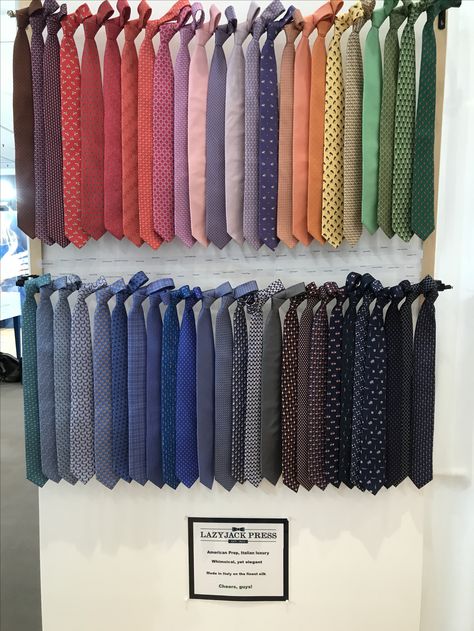 It's showtime! Stop by booth 8419 at the Javits! Lazyjackpress.com #nynow #wholesale #custom #preppy #ties #nyc #cheers Billionaire House, Studio Vibes, Trophy Case, Shop Display, Booth Design, Visual Merchandising, Window Display, Shop Design, Neck Tie