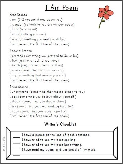 I am poem checklist I Am Poem Template, I Am Poem, Poem Template, 3rd Grade Writing, 2nd Grade Writing, Poetry For Kids, Teaching Poetry, Poetry Ideas, 4th Grade Writing