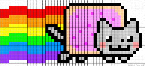 Nyan Cat perler bead pattern | Perler | Pinterest Perler Bead Nyan Cat, Nyan Cat Perler Beads Pattern, Rainbow Dash Perler Bead Pattern, Nyan Cat Kandi Pattern, Nyan Cat Perler Beads, Nyan Cat Kandi, Nyan Cat Pixel, Perler Beads Big, Cat Perler Bead Patterns