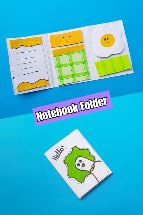 paper craft, kids craft, art and craft, diy notebook , DIY folder, diy back to school, Origami How To Make A Folder With Paper, Folder Design Diy School Easy, Diy Portfolio Folder Design For Students, Folder Design Diy School, Folder Decoration Ideas School, Make Notebook, How To Make Notebooks, Journal Dairy, Folder Organizer