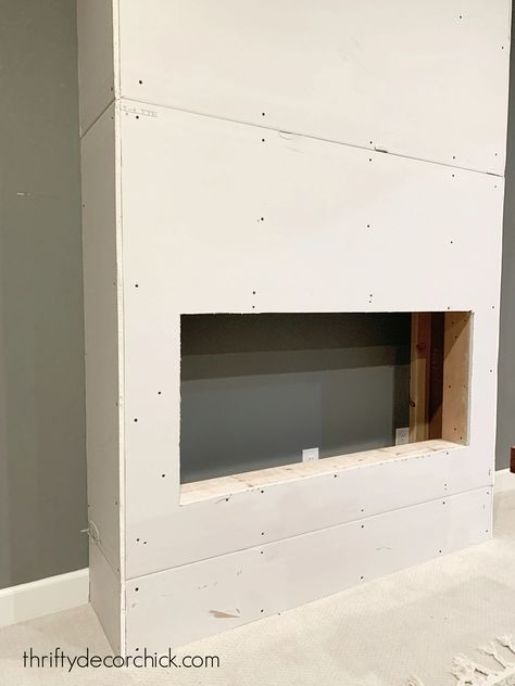 How to Build a DIY Electric Fireplace Wall {A Reveal!} Diy Built In Fireplace, Diy Electric Fireplace Wall, Small Recessed Lighting, Fireplace Revamp, Shiplap Fireplace Wall, Built In Fireplace, Diy Electric Fireplace, Stained Shiplap, Diy Shiplap Fireplace