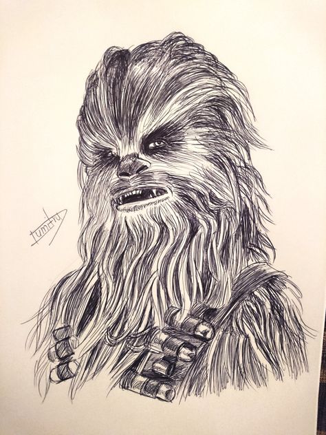 Chewbacca Sketch, Star Wars Sketches Pencil, Star Wars Drawings Sketch, Ewok Drawing, Star Wars Art Drawings Sketch, Chewbacca Drawing, Chewbacca Tattoo, Sketches Marvel, Starwars Drawings