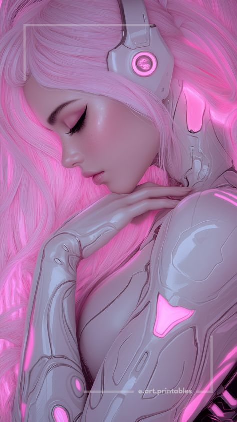 Futuristic Cyber Girl, Sci-Fi Wallpaper, Digital Art, High-Resolution Background, Cyberpunk Aesthetic #CyberGirl, #FuturisticArt, #SciFiWallpaper, #DigitalArt, #Cyberpunk Pink Retro Futurism, Girly Cyberpunk Aesthetic, Pink Sci Fi Aesthetic, Cyberpunk Girl Aesthetic, Pink Cyberpunk, Pink Futuristic, Cyberpunk Women, Cybergoth Aesthetic, Cyberpunk Wallpaper