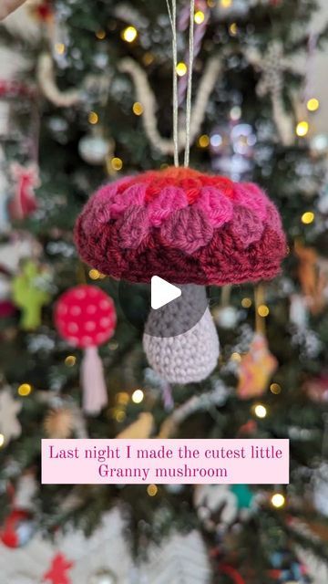 Granny Mushroom Crochet, Learn Crochet, Crochet Mushroom, December 12, Learn To Crochet, A Pattern, Holiday Crafts, Last Night, The Cutest