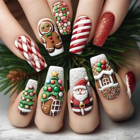 Festive Nail Art, Holiday Nail Designs, Nail Forms, Nail Patterns, Festival Nails, Nails Desing, Xmas Nails, Christmas Nail Designs, Christmas Nail