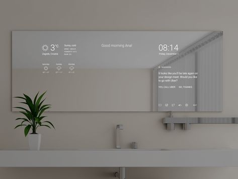 Smart Mirror Diy, Smart Home Ideas, Smart Mirror, Seni Dan Kraf, Smart Home Design, Bathroom Solutions, Smart Home Automation, Smart Home Technology, Home Tech