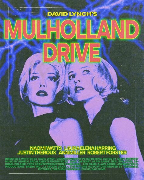 Mulholland Drive Movie Poster, Mulholland Drive Movie, Mulholland Drive Poster, Drive Movie Poster, David Bowie Poster, Drive Poster, Directed By, Horror Design, Grunge Posters