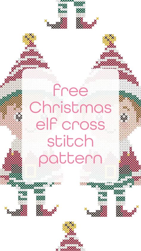 Christmas elf cross stitch pattern (free) - Craft with Cartwright Free Christmas Cross Stitch Patterns Free, Christmas Cross Stitch Patterns Free Charts, Cross Stitch Patterns Free Printable Charts, Elf Cross Stitch, Free Christmas Cross Stitch Patterns, Free Christmas Cross Stitch, Christmas Cross Stitch Patterns Free, Cross Stitch Pattern Free, Counted Cross Stitch Patterns Free