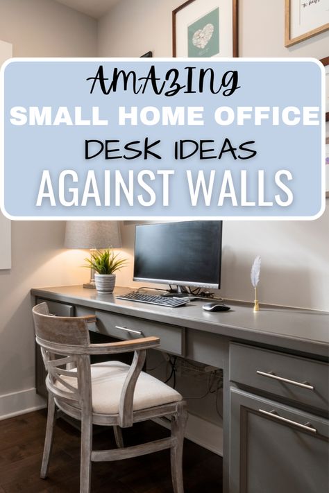 HEY EVERYONE! WE ARE SO EXCITED TO SHARE SOME AMAZING SMALL HOME OFFICE DESK IDEAS FOR YOU ALL! WE HAVE ALL DIFFERENT LAYOUTS FOR YOUR WORK SPACE THAT WILL HELP YOU WITH ORGANIZATION AS WELL AS SOME SPACE SAVING OPTIONS! WE HOPE YOU LOVE THESE IDEAS AND CREATE A BEAUTIFUL OFFICE SPACE! #IDEAS #ORGANIZING #SETUP #AGAINSTWALL #FACINGWINDOW #DIY #DECOR #FACINGDOOR #SMALLHOMEOFFICE Desk In Den Work Spaces, Small Desk For Home Office, Small Office With Sitting Area, Home Office Functional, Printing Station Home Office, 8 X 10 Office Layout, Office Desk Facing Wall, One Wall Office Space, 8x8 Office Ideas