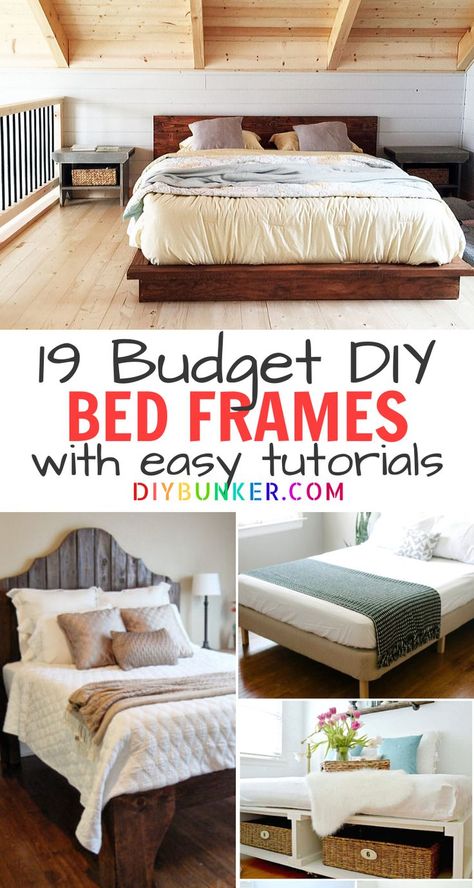 Diy Bed Frames, Diy Seng, Build Bed Frame, Queen Bed Frame Diy, Diy King Bed, Diy King Bed Frame, Beautiful Bed Designs, Simple Bed Designs, Captains Bed