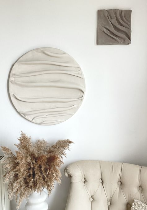 Plaster Wall Art | 3D Draped Fabric Effect |Textured Home Decor | Minimalist Clay On Canvas by TexturedByJosephine on Etsy Clay On Canvas, Clay Plaster, Beige Paint, Wall Art 3d, Home Decor Minimalist, Plaster Wall Art, Round Wall Art, 3d Artwork, Plaster Walls