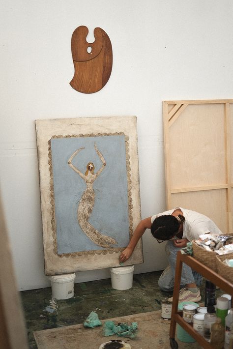 Artwork by Brittany Ferns Painting A Mermaid, In Her Studio, Buy Original Art, A Mermaid, Sirens, New Wave, Contemporary Artists, Custom Framing, Online Art