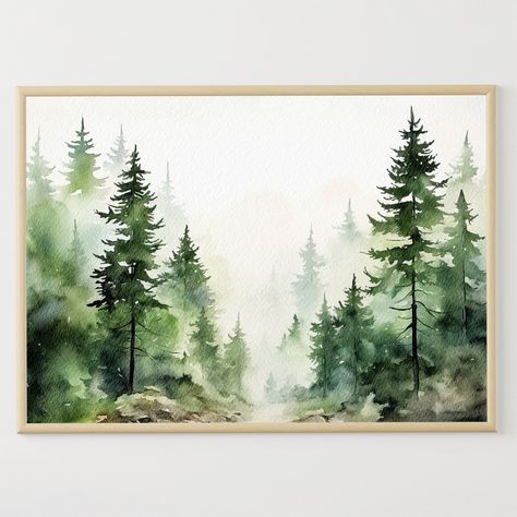 Evergreen Trees Painting Pine Forest Watercolor Misty Forest Art Print Forest Landscape Evergreen trees watercolor poster, high quality giclee print. WITHOUT FRAME - Giclee print on acid-free archival paper - Printed from my original painting - 5x7 inches - 8x10 inches - 11x14 inches - 12x16 inches - 12x18 inches - 16x20 inches - 18x24 inches - 20x30 inches - 24x36 inches Please note that the colors may vary slightly due to different screens! To sell my paintings as reproduction, I chose a print Watercolour Forest Painting, Evergreen Painting, Pine Forest Painting, Misty Pine Forest, Watercolor Pine Trees, Watercolor Pine Tree, Mother Earth Art, Evergreen Landscape, Tree Prints