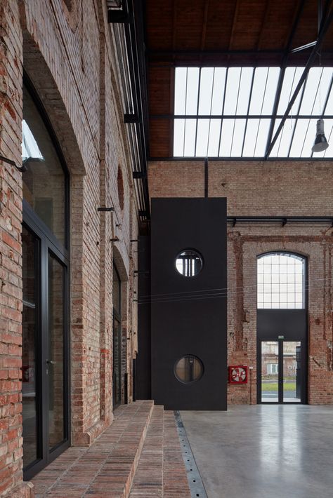 Prague Architecture, Multifunctional Room, Brick Interior, Brick Cladding, Boiler Room, Genius Loci, Adaptive Reuse, Cross Section, Industrial Loft