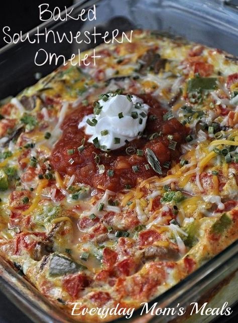 Southwestern Baked Omelet Eggwhite Omelet, Omelette Casserole, Omelet Casserole, Omelette Ideas, Omelette Healthy, Easy Omelette, Omelet Recipes, Healthy Omelet, Easy Omelet