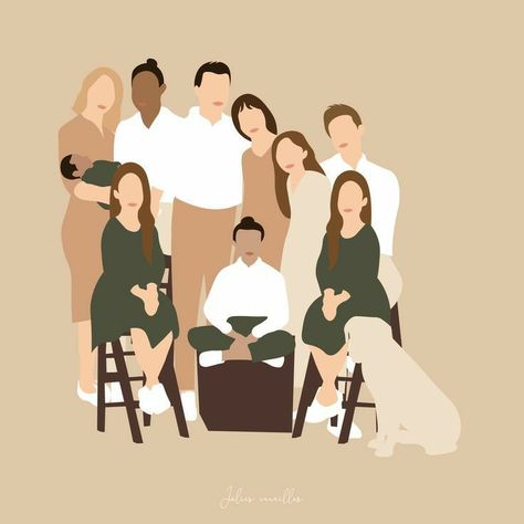 Family Cover Instagram, Character Lineart, Family Drawing Illustration, Pink Highlight Covers, Lifestyle Drawing, Motherhood Illustration, 가족 일러스트, Illustrated Family Portrait, Aesthetic Highlight Covers