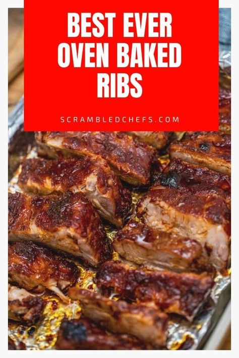 Wow everyone with BBQ ribs! This fall off the bone oven baked ribs recipe is a delicious choice that is foolproof and a true showstopper! #OvenBakedRibs #BakedRibs #BBQRibs #OvenBakedBBQRibs #Barbecue #BarbecueRibs Oven Baked Pork Ribs, Baked Ribs Recipe, Baked Pork Ribs, Baked Bbq Ribs, Ground Beef Recipes Mexican, Ribs In Oven, Homemade Dry Rub, Oven Baked Ribs, Baked Ribs