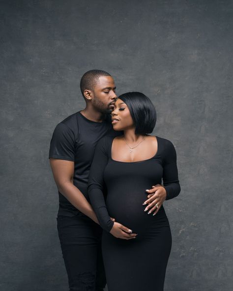 Maternity Photos Black Couples, Simple Maternity Shoot Black Women, Pregnancy Photos Black Women, Maternity Photos Black Women, Maternity Photos Black Dress, Black And White Maternity Shoot Couples, Black Pregnancy Photos Couples, Black Couples Maternity Photoshoot, Black Dress Maternity Shoot