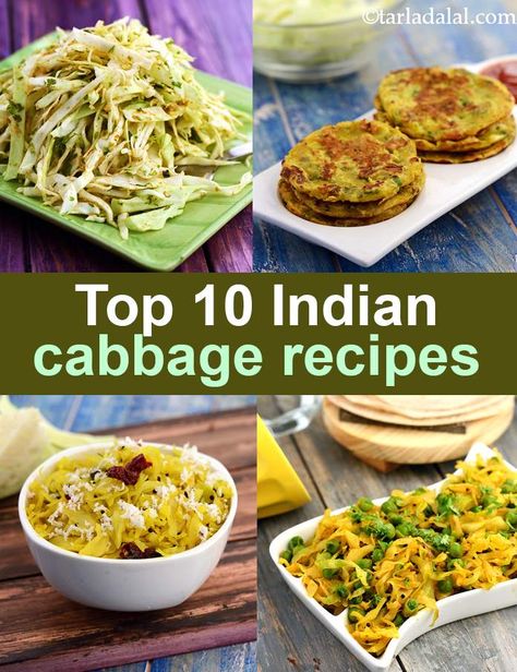 Top 10 Indian Cabbage Recipes, Patta Gobhi | TarlaDalal.com Indian Cabbage Recipes, Indian Broccoli, Cabbage Recipes Indian, Capsicum Dip, Pesto Corn, Indian Cabbage, Recipes Quiche, Broccoli Dip, Breakfast Casserole Recipes