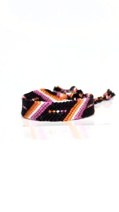 Unique lesbian pride flag bracelet, made of cotton to show your LGBT  pride. Lesbian Flag Bracelet, Lesbian Accessories, Lesbian Bracelet, Pride Flag Bracelet, Lgbt Bracelet, Flag Bracelet, Calm Space, Pride Jewelry, Lesbian Pride Flag