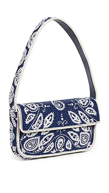 STAUD Tommy Beaded Bag | SHOPBOP Tommy Beaded Bag, Bandana Bag, Statement Sandals, Blue Bandana, Handbag Stores, Beaded Jewellery, Beaded Bag, Top Handle Handbags, Best Bags