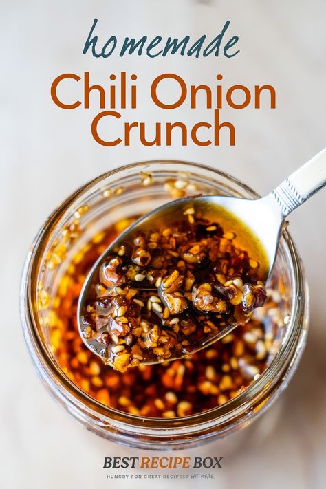 Homemade Chili Garlic Oil, Chili Garlic Crunch Recipe, Onion Chili Crunch, Chilli Onion Crunch Recipes, Chilli Onion Crunch, Homemade Chili Crunch Oil, Chili Garlic Crisp Recipes, Garlic Chili Crunch Oil, Garlic Chili Crisp Recipe