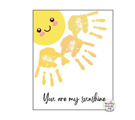 This is a Personalized Summer Sun Handprint Printable PDF File Template that can be used for a seasonal/holiday craft for parents, teachers, grandparent Handprint Art Kindergarten, You Are My Sunshine Handprint Craft, Sunshine Handprint, Handprint Printable, Baby Art Crafts, Grandparents Day Crafts, Preschool Crafts Fall, Infant Classroom, Baby Art Projects