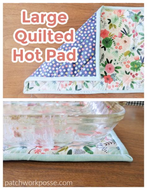 Oversized Hot Pad Tutorial, Quilted Hot Pads Patterns Free, Table Runner Pattern Free, Hot Pads Diy, Large Hot Pad, Hot Pads Tutorial, Sew Gifts, Rag Quilting, Quilt Planner