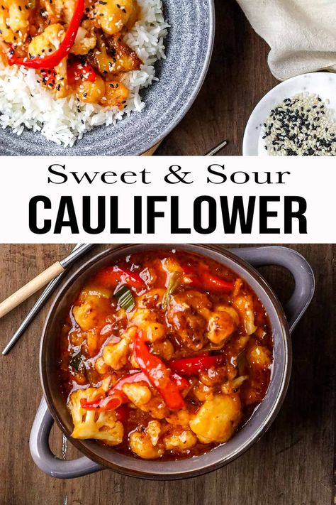 Sweet And Sour Cauliflower, Bell Pepper Colors, Boiled Plantains, Sweet And Sour Soup, Health Benefits Of Cauliflower, Veggie Rice, Cauliflower Dishes, Cauliflower Wings, Cauliflower Recipe