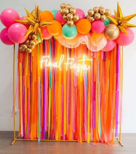 Colourful Bachelorette Party, Coachella Theme Party, Coachella Theme, Bride Gift Bags, Ribbon Backdrop, Colour Party, Disco Birthday, Coachella Party, Scottsdale Bachelorette