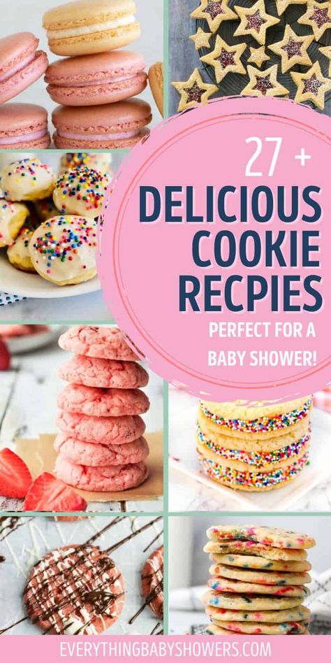 Cookies For Baby Shower Girl, Baby Shower Baked Goods, Baby Shower Cookies For Girl, Girl Baby Shower Cookies, Recipes For Baby, Baby Shower Food For Girl, Cakes Easy, Cookie Pictures