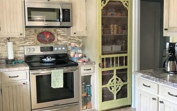 Screened Pantry Door, Crafts Using Peel And Stick Wallpaper, Pantry With Screen Door, Screen Door On Pantry, Screen Door Repurpose, Vintage Screen Doors Repurposed, Pantry Screen Door Ideas, Screen Door Ideas Repurposed, Pantry Screen Door