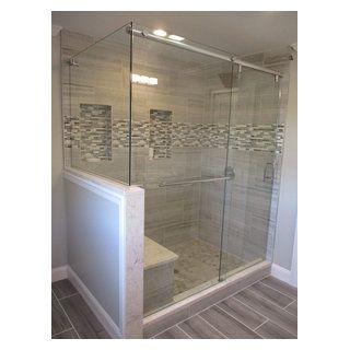 Master Bath Makeover, Shower Accent Tile, Half Wall Shower, Shower Dimensions, Small Bathroom With Shower, Bath Makeover, Shower Sizes, Bryn Mawr, Bathroom Remodel Shower