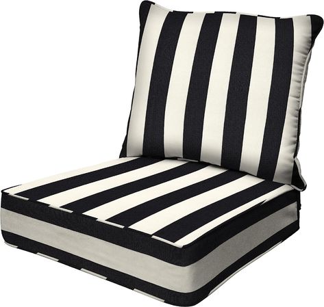 Amazon.com: Honeycomb Outdoor Cabana Stripe Black & Ivory Deep Seating Patio Cushion Set: Resilient Foam Filling, Weather Resistant and Stylish Set, Seat: 24" W x 23" D x 6.5” T; Back: 27" W x 24” L : Patio, Lawn & Garden Outdoor Cabana, Lounge Chair Cushions, Outdoor Seat Cushions, Patio Furniture Cushions, Deep Seat Cushions, Chair Seat Cushion, Outdoor Seat, Dining Chair Cushions, Patio Cushions