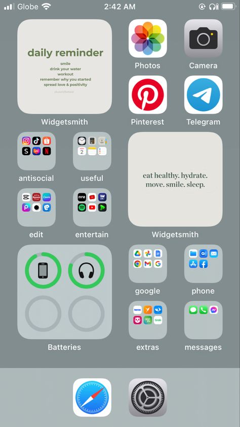 Cool Ways To Set Up Your Homescreen, Ways To Costumize Your Phone, Organize Iphone Home Screen Aesthetic, Ways To Set Up Your Iphone Home Screen, Cute Ways To Organize Your Phone Apps, Organizing Iphone, Organisation Iphone Apps, Iphone Organization Screens, Homescreen Organization Iphone