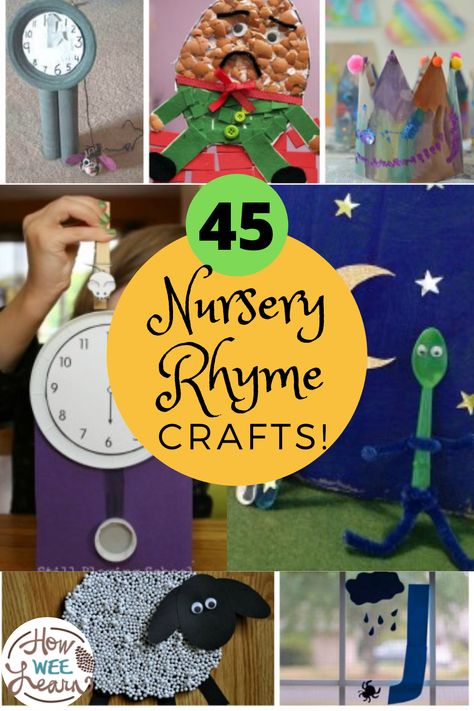 Perfect crafts and activities to accompany a nursery rhyme preschool theme. Hey diddle diddle crafts, humpty dumpty crafts, sensory bins, process art ideas, from hickory dickory dock to three blind mice, we have all the nursery rhyme crafts and activities you could need for your kids. Humpty Dumpty Craft, Nursery Rhymes Preschool Theme, Nursery Rhymes Preschool Crafts, Nursery Rhyme Art, Hand Artwork, Rhyming Preschool, Nursery Rhyme Crafts, Nursery Rhymes Preschool, Nursery Rhyme Theme