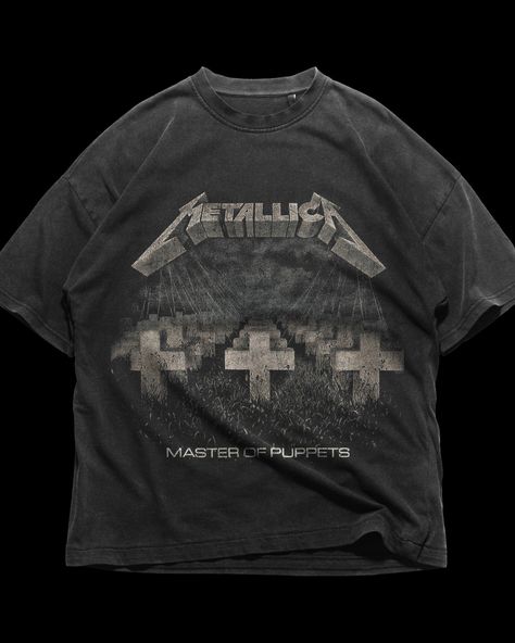 Vintage Metallica t-shirt design Master of puppet This design is made using a Metalica album cover design with some modifications. In this design to achieve this quality, I used some advanced techniques that are used by Metalica. and this design made for just showcasing the skill sets. Disclaimer (This design is not for sale and it's not an official Metalica design.) #graphicdesign #merchdesign #2024 #tshirtdesign #tshirtprinting #tshirtlovers #photoshopdesign #adobe #creativecloud #tonmoy_g... Metallica Shirt Aesthetic, Metallica Shirts, Metallica Merch, Metallica Black Album, Metal T Shirt, Metallica Shirt, Heavy Metal Fashion, Metallica T Shirt, Clothes Wishlist