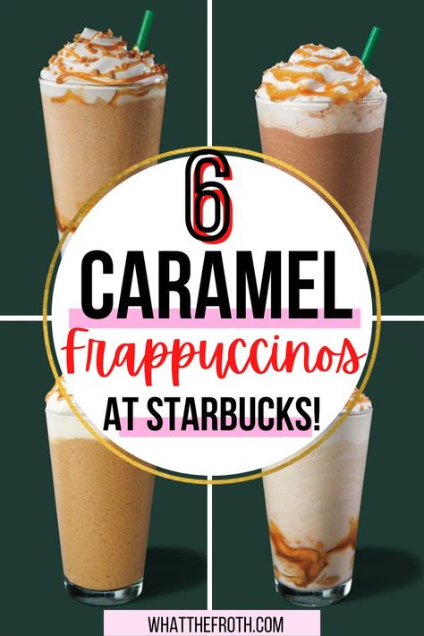 Salted Caramel Mocha Frappuccino, Starbucks Caramel Drinks, Frappuccino Flavors, Order At Starbucks, Starbucks Caramel Frappuccino, Starbucks Frappuccino Recipe, Caramel Drinks, Coffee Frappuccino, Homemade Frappuccino