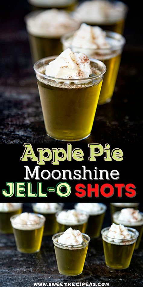 Jell O Shot Recipes, Shots Board, Apple Pie Shots, Jello Shooters, Shot Board, Jello Pudding Shots, Halloween Jello Shots, Apple Pie Moonshine, Jell O Shots