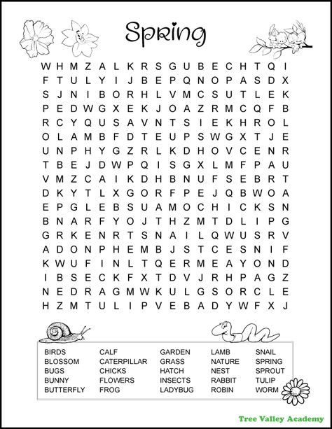 A challenging spring word search for elementary aged kids.  This difficult spring word search has 25 hidden words, many of them upside down, backwards, or diagonally backwards.  It's free and printable with answers included.  #springactivity #printablepuzzlesforkids Cute Word Search, Free Word Search Puzzles Printables, Word Search For Kids Free Printable, Spring Worksheets, Word Searches, Kids Word Search Free Printable, Word Search For Kids, Elementary Word Search, Spring Mazes Free Printable