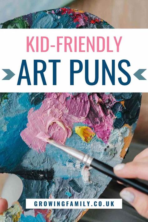 175 funny art puns and art jokes for creative laughs - Growing Family Artist Joke, Kid Friendly Jokes, Summer Jokes, Pun Art, Kid Friendly Art, Art Puns, Christmas Jokes, Art Jokes, Plants For Hanging Baskets