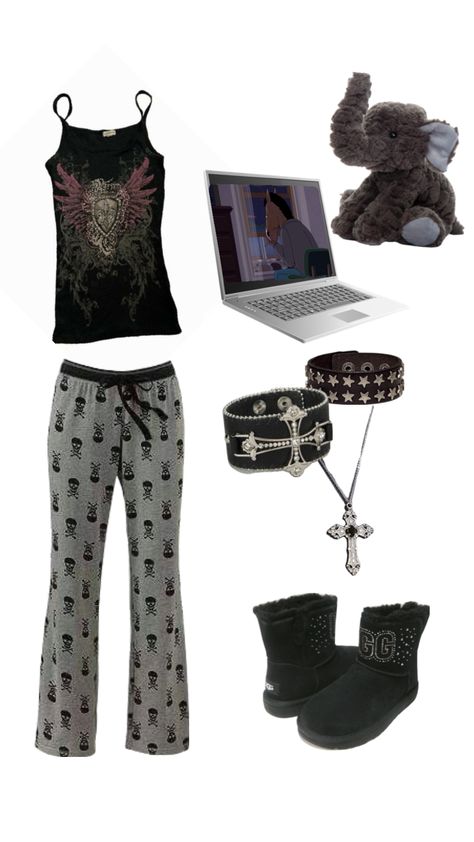 #outfitinspo #y2kgrunge #pjs #bojackhorseman #imgoinginsane Y2k Pjs Outfits, Y2k Pyjamas, Grunge Pjs, 2000s Pjs, Y2k Pjs, Grunge Fits, Outfits For Characters, Creepypasta Oc, Alt Aesthetic