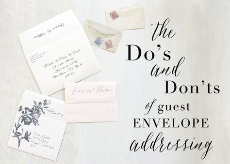 How To Address Your Wedding Invites | Our Tried and True Do's & Don'ts for Guest Envelope Addressing Wedding Invitation Envelopes Address, Addressing Invitations, Wedding Invitations Envelopes, Invitation Etiquette, Addressing Wedding Invitations, Envelope Addressing, Informal Weddings, Wedding Address, Formal Wedding Invitations