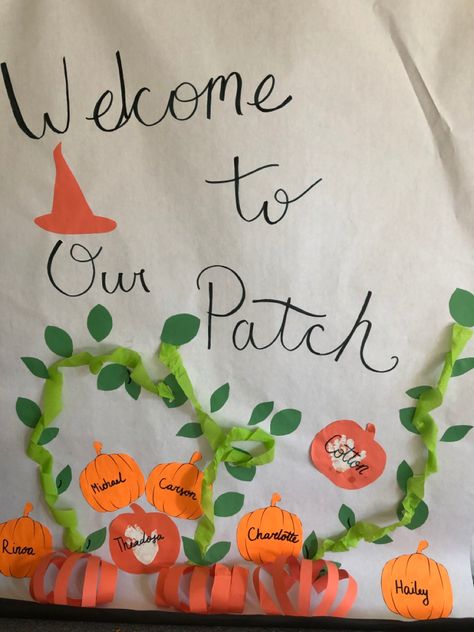 Classroom Pumpkin Patch Bulletin Board, Classroom Pumpkin Patch, Pumpkin Patch Bulletin Board, Pumpkin Patch Theme, Pumpkin Patch Craft, The Great Pumpkin Patch, Seasonal Bulletin Boards, Pumpkin Patch Kids, Welcome To Our Patch