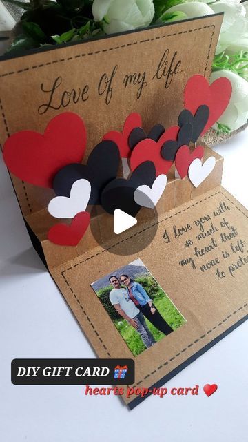 Greeting Card Design Handmade, Pop Up Anniversary Cards Diy, Bf Stuff, Diy Cards For Boyfriend, Handmade Invitation Cards, Heart Pop Up Card, Diy Anniversary Cards, Diy Anniversary Gifts For Him, File Decoration