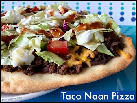 Naan Bread Taco Pizza, Naan Taco Pizza, Naan Tacos, Handheld Meals, Beef Gyros, Lemon Chickpea, Mini Naan, Aldi Meals, Naan Pizzas