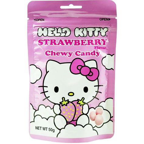 Monster Flavors, Strawberry Hello Kitty, Hello Kitty Candy, Candy Strawberry, Pink Snacks, Milk Candy, Strawberry Candy, Homemade Syrup, Hello Kitty Sanrio