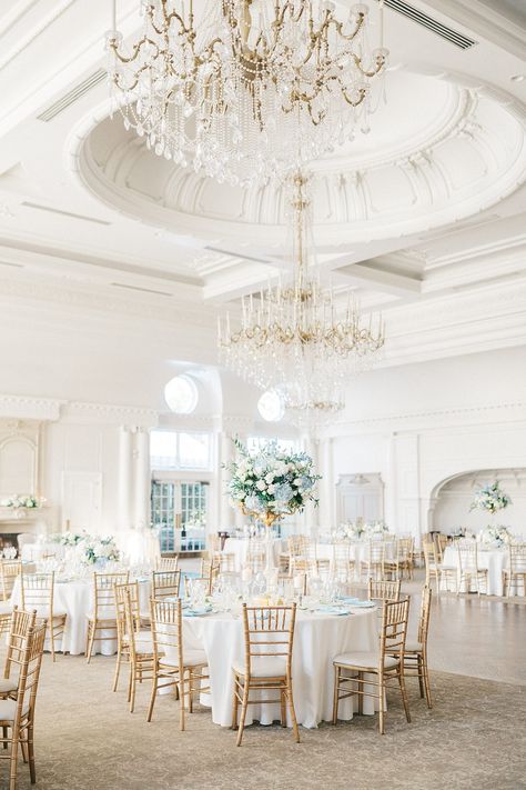 Elegant & Refined Estate Wedding at Park Chateau Classic Wedding Venue Receptions, Inside Venue Wedding, Beautiful Wedding Venues Indoor, Park Chateau Nj Wedding, White Wedding Venue Ideas, Wedding Venues Indoor Elegant, Park Chateau, French Chateau Wedding, Ballroom Reception