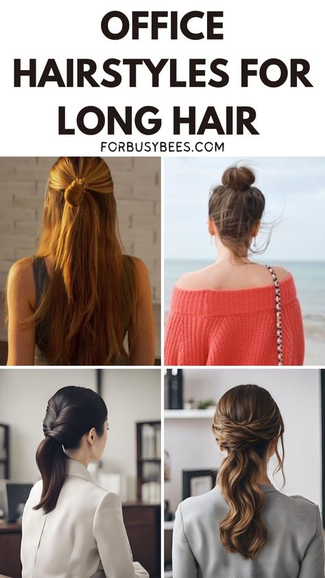 hairstyles for office work Professional Hairstyles For Work Long, Quick Professional Hairstyles, Professional Hairstyles For Work Medium, Professional Hairstyles For Work Short, Easy Office Hairstyles Medium, Long Hair Work Hairstyles, Professional Hairstyles For Interview, Hair For Work Easy, Work Updos For Long Hair