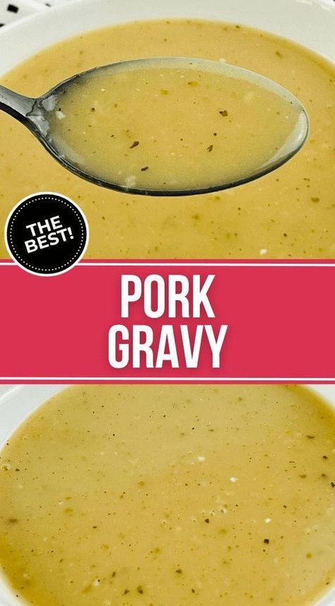 Pork gravy is not just great for meat but can also be used as a base for soups and stews, or as a sauce for pasta, rice, or mashed potatoes. It can also be used to flavor casseroles or hot sandwiches. This easy recipe makes the best pork gravy EVER! Pork Gravy Recipe, Pork Roast With Gravy, Healthy Sauce Recipes, Gravy For Mashed Potatoes, Grilled Pork Loin, Roast Gravy, Pork Gravy, Rice And Gravy, Hot Sandwiches